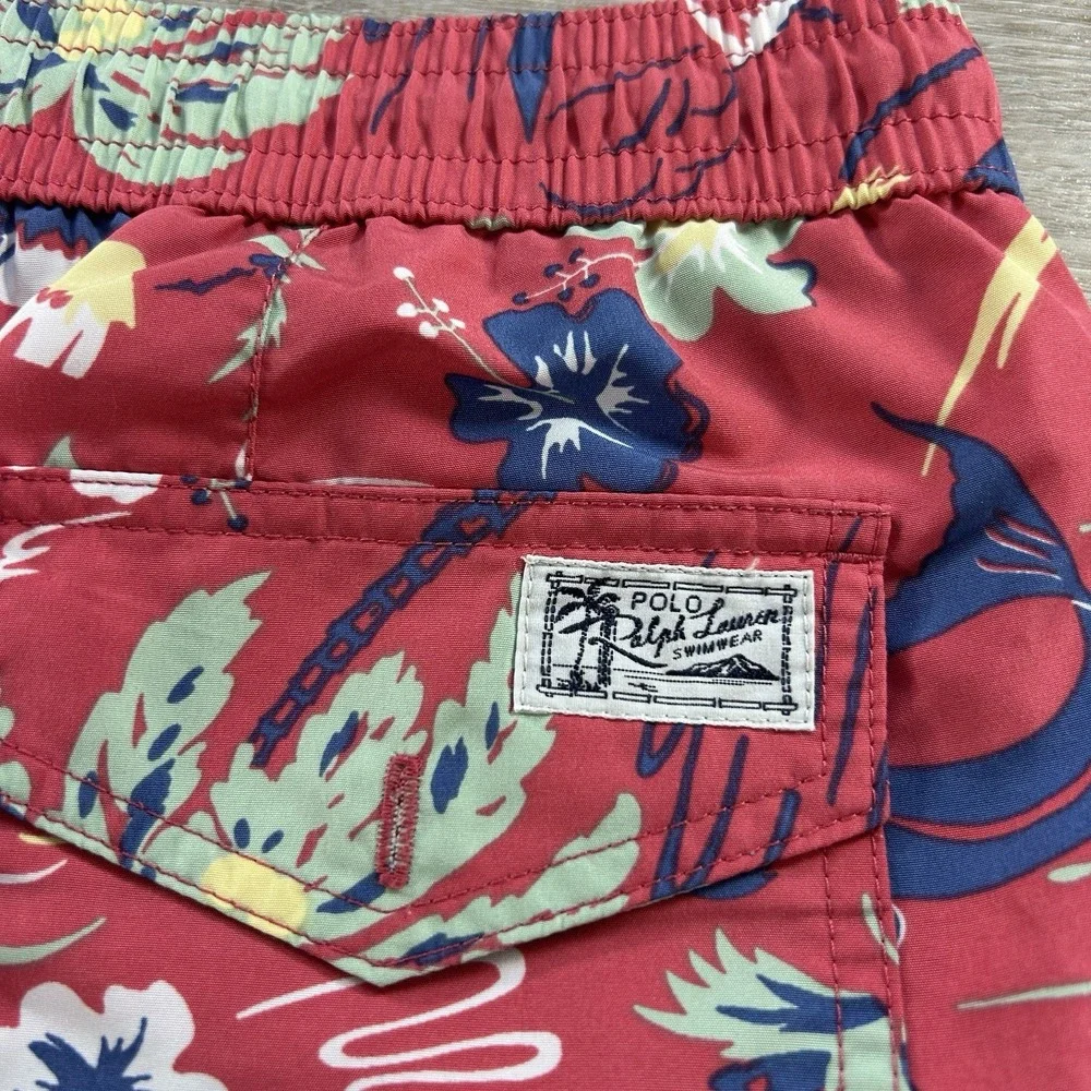 Polo Ralph Lauren Swim Trunks‎ Mens Large Red Floral Tropical Shorts Lined